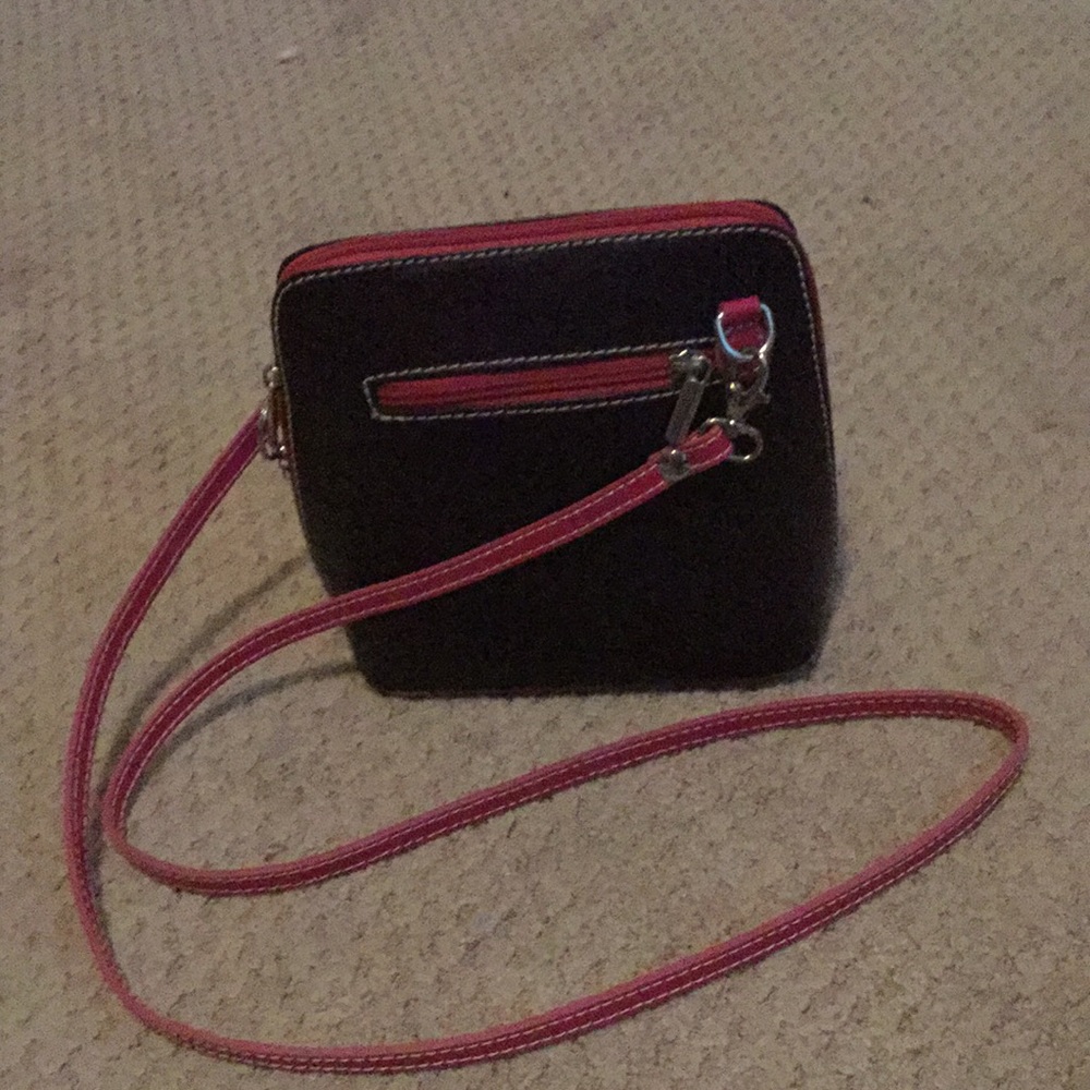 Women's pink and black purse